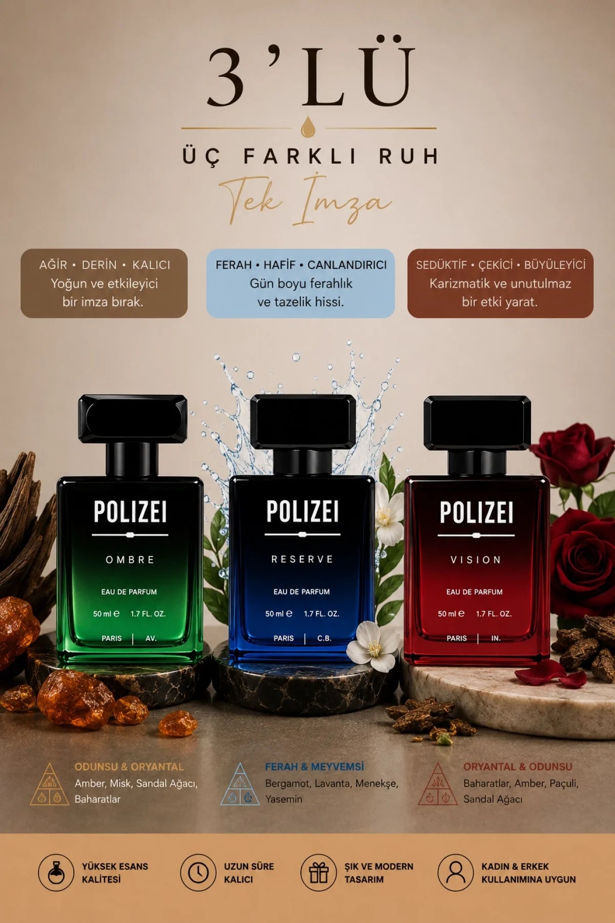 ERKEK PREMİUM 3 LÜ PARFÜM SETİ