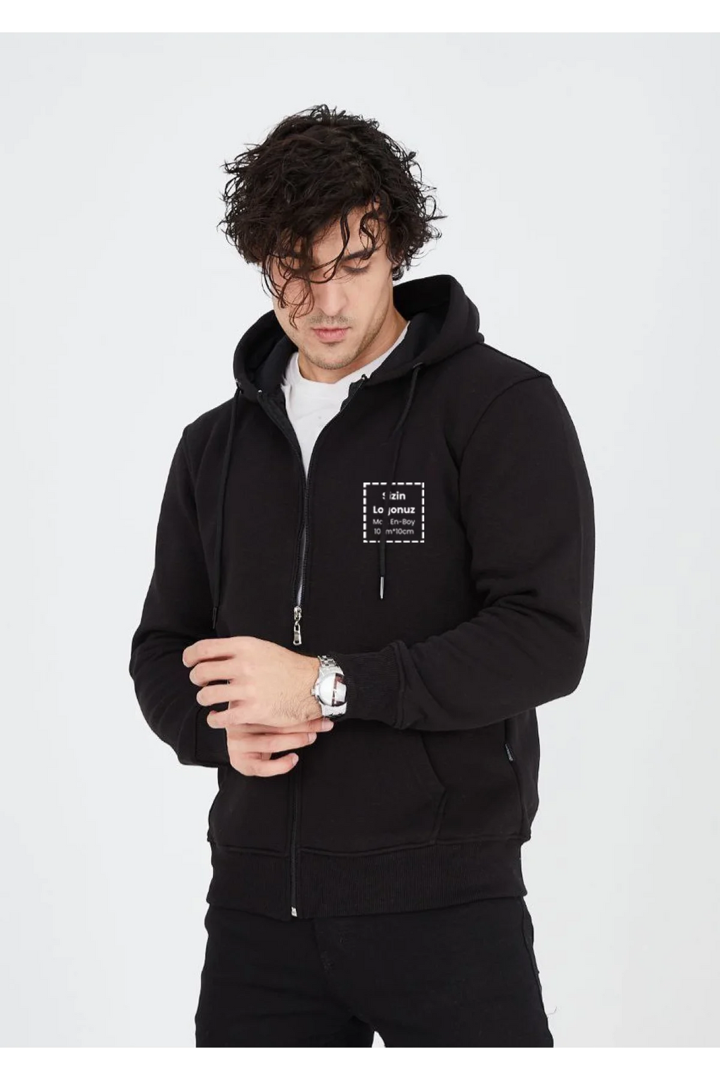 Erkek kendin tasarla sweatshirt fermuarlı