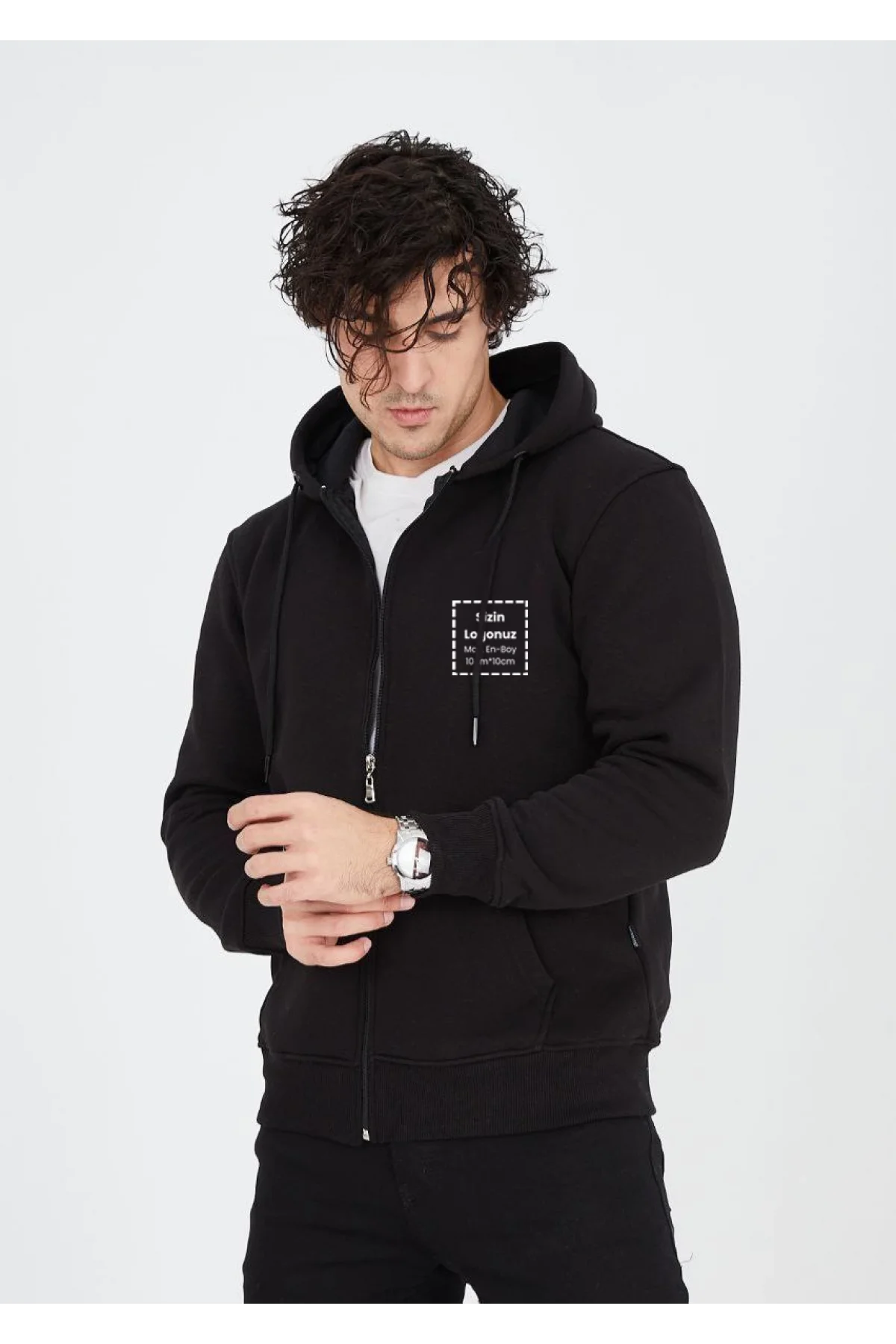 Erkek kendin tasarla sweatshirt fermuarlı